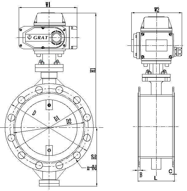 Dn700 Pn80 Wcb هشیار الکتریکی ضد انفجار صندلی فلزی نوع هشیار شیر پروانه 1