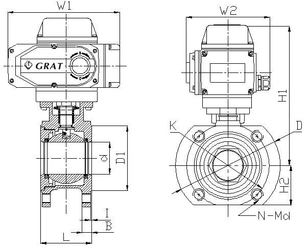 DN80 فولادی فولادی کوتاه بدن الکتریکی محرک الکتریکی تنظیم کننده شیر توپ 1